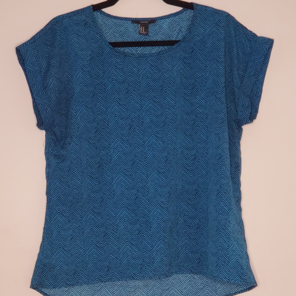Forever 21 Teal and Black Chevron Top